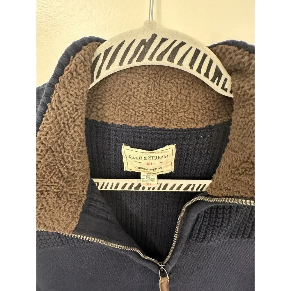 💙🤎 Field & Stream Navy Quarter Zip Pullover XL - Cozy King Vibes ✨